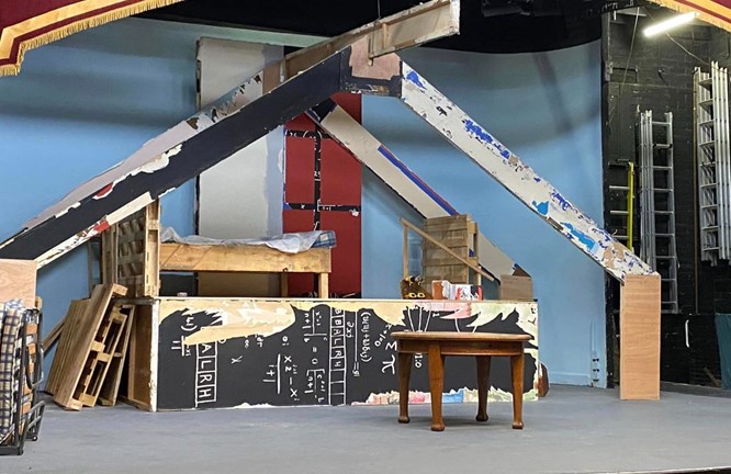 Early phase of building the set for The Diary of Anne Frank